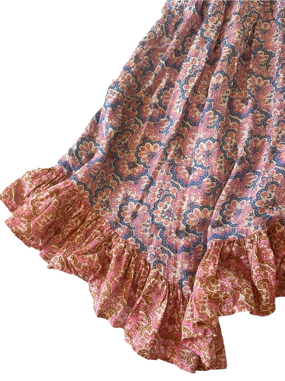 Mini Boden Mauve Pink Blue Floral Ruffle Crossback Strap Sundress - Picture 3 of 4